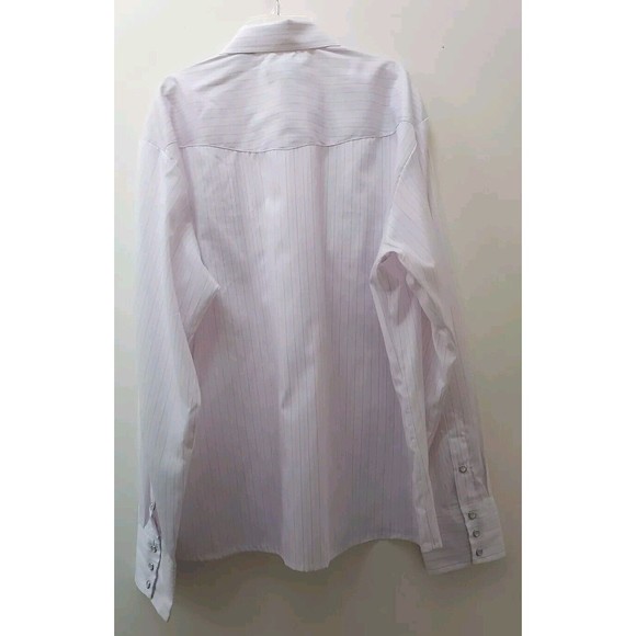 Mens Roper Pearl Snap Palest Pink Pin Striped Long Sleeved Shirt Size Large - Picture 8 of 9